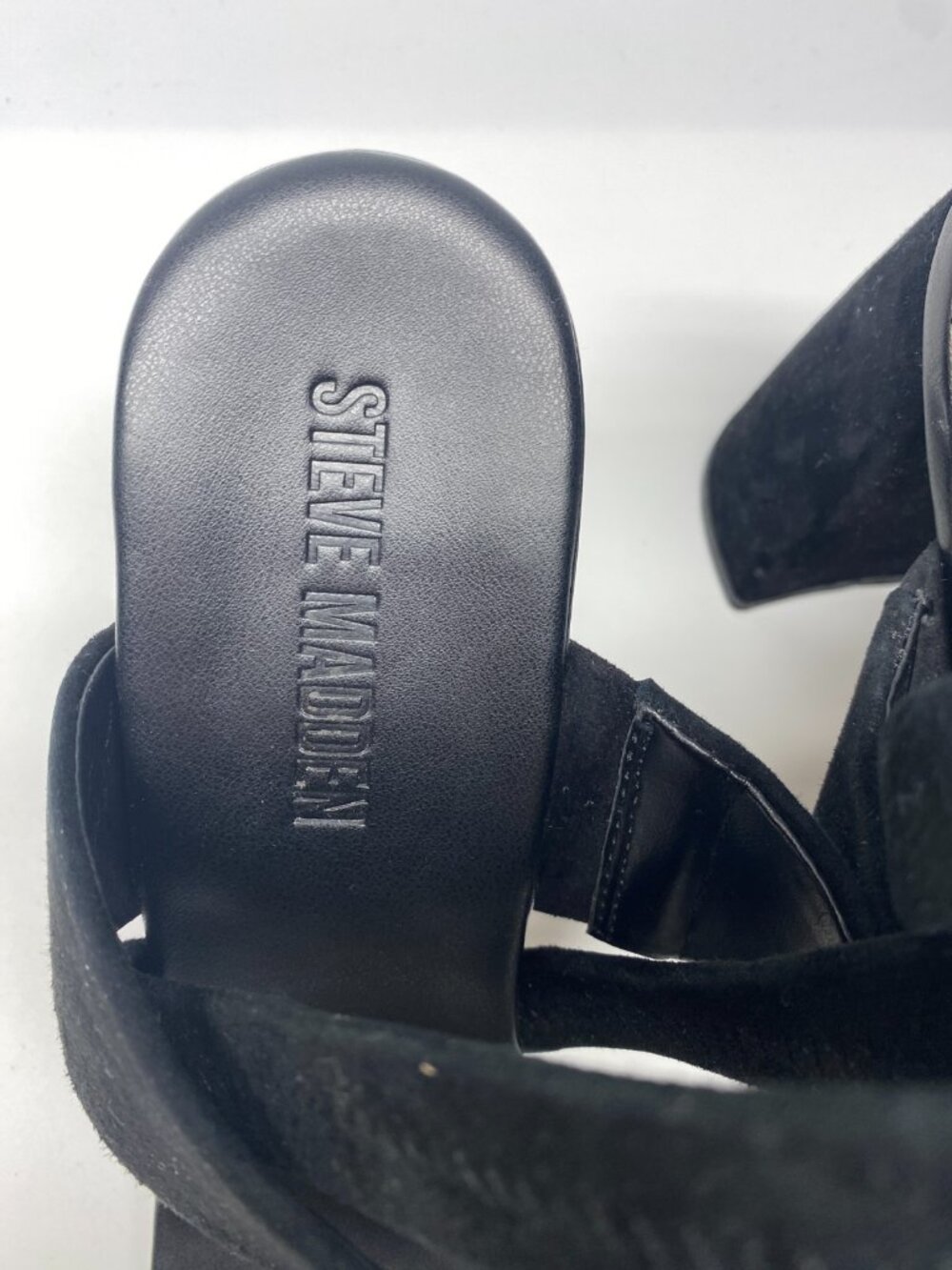 Steve Madden Women's Marbell Slingback Black Suede Block-Heel Sandals Sz 9.5 - Picture 3 of 9